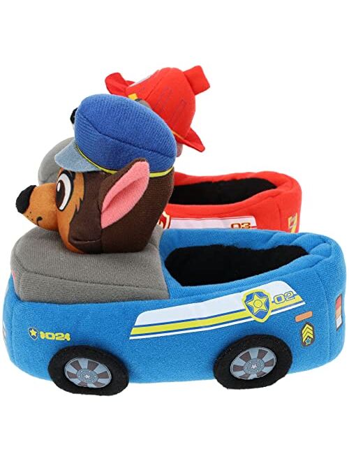 Paw Patrol Toddler Slippers Chase and Marshall Novelty Fullbody Slippers, Blue Red, Toddler Size 5/6 to 11/12