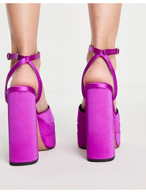 ASOS DESIGN Wide Fit Nix platform heeled sandals in magenta