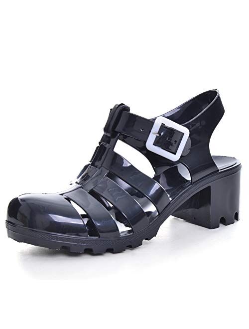 Hee Grand Women Crystal Jelly Sandals Summer Women Rain Boots Retro Slingback Strappy Heels/Flat Sandals For Women