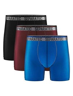 Men's Dual Pouch Underwear Active Mesh Cool Performance Long Boxer Briefs 3 Pack