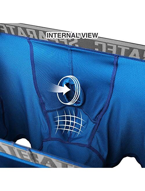 Separatec Men's Dual Pouch Underwear Active Mesh Cool Performance Long Boxer Briefs 3 Pack
