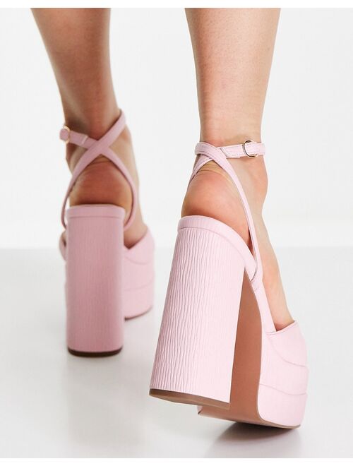 ASOS DESIGN Nix platform heeled sandals in pink