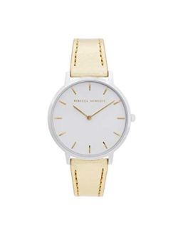 Women's Major Stainless Steel Quartz Watch with Leather Strap, Gold, 16 (Model: 2200390)
