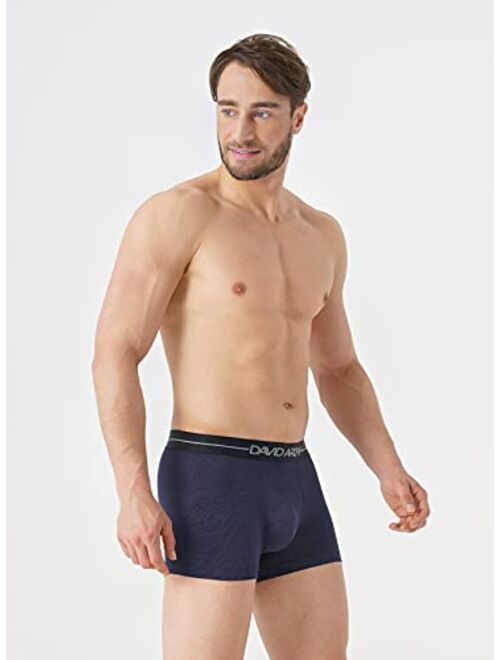 DAVID ARCHY Men's Underwear Soft Cotton-Modal Blend Breathable Pouch Comfort Lightweight Trunks No Fly in 3 or 4 Pack