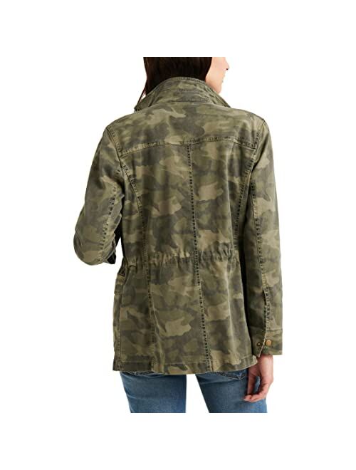 Lucky Brand Women's Long Sleeve Button Up Camo Printed Utility Jacket