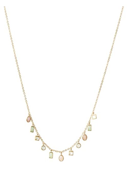 Lucky Brand Set Stone Charm Collar Necklace,Gold,One Size