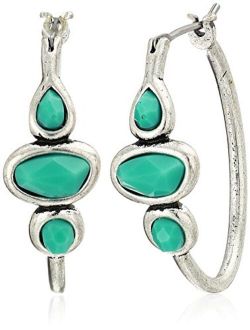 Turquoise Hoop Earrings, Silver, One Size