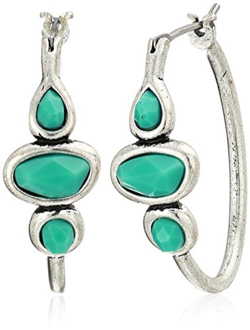 Lucky Brand Turquoise Hoop Earrings, Silver, One Size