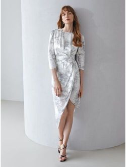 Premium 100% Silk Draped Wrap Dress