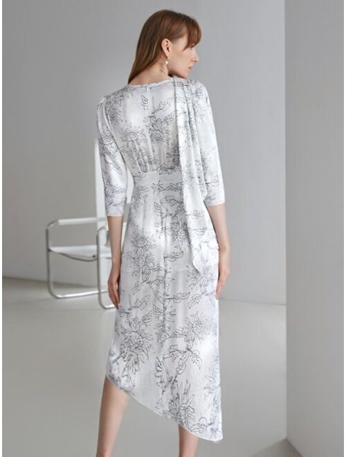 MOTF Premium 100% Silk Draped Wrap Dress