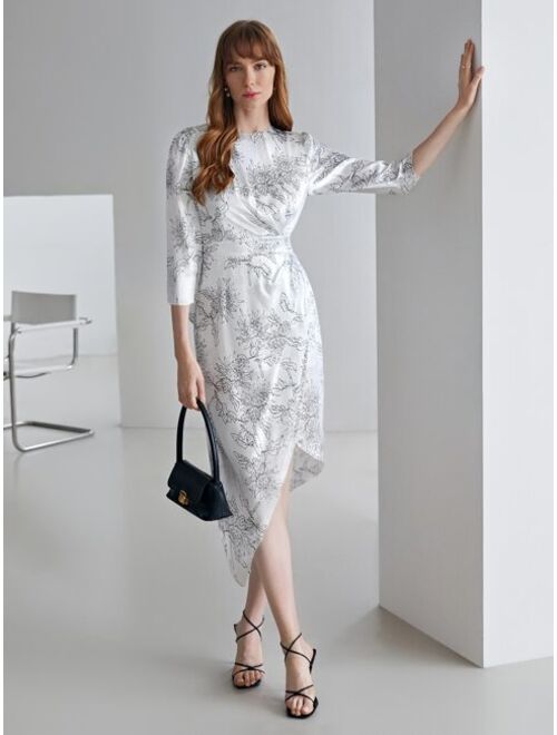 MOTF Premium 100% Silk Draped Wrap Dress