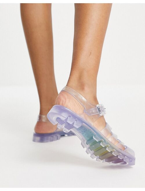 Juju jelly flat jelly shoes in rainbow multi