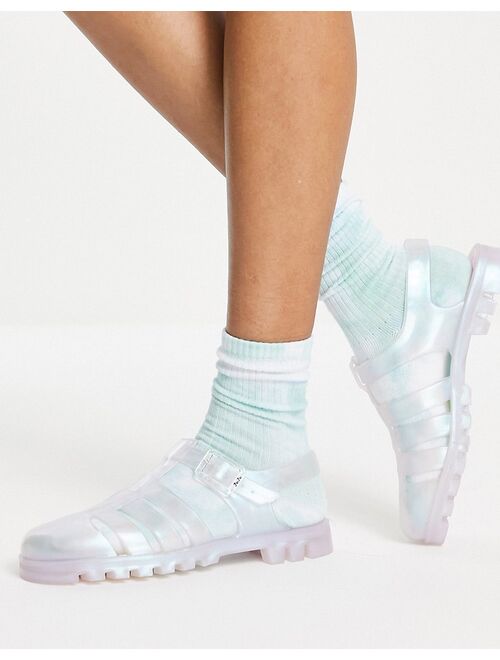 Juju flat jelly shoes in iridescent with rainbow sole