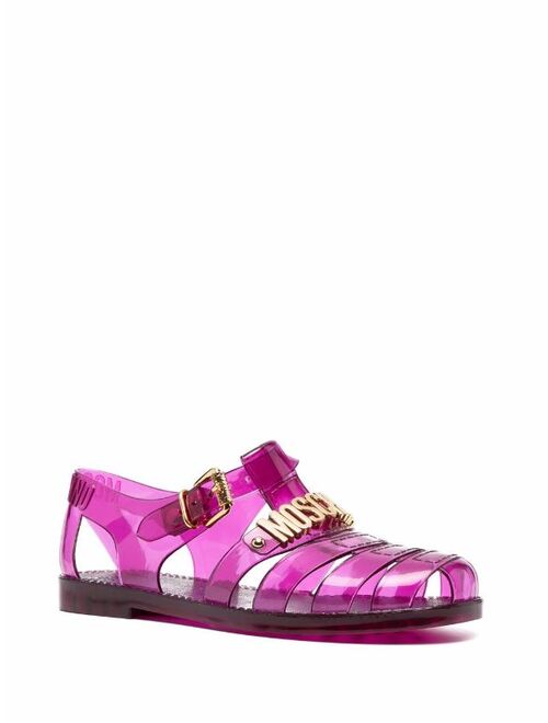Moschino logo buckled jelly sandals