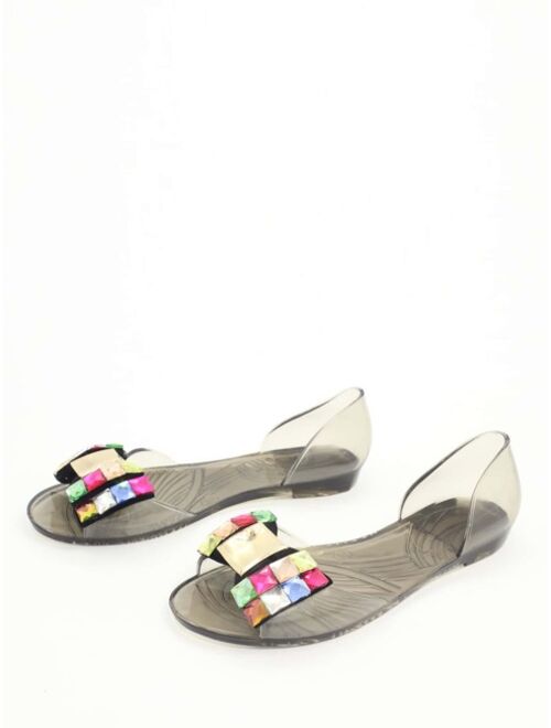 Shein Crystal Decor Bow Design Sandals