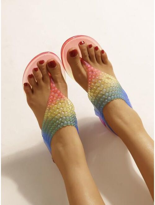 Shein Colorblock Braided Detail Thong Sandals