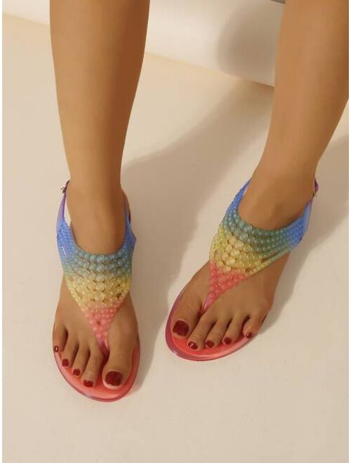 Shein Colorblock Braided Detail Thong Sandals