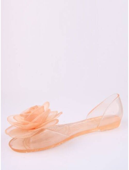 Shein Stereo Flower Decor Clear Sandals
