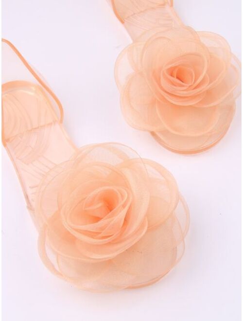 Shein Stereo Flower Decor Clear Sandals