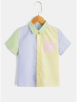 Toddler Boys Striped Print Button Front Shirt