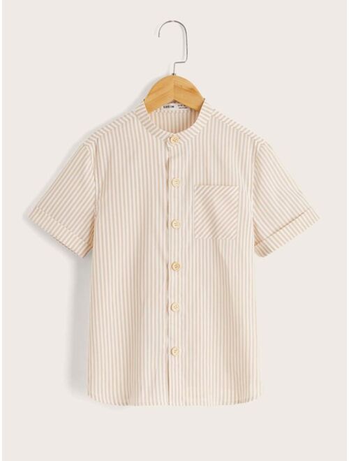 SHEIN Boys Striped Pocket Detail Shirt