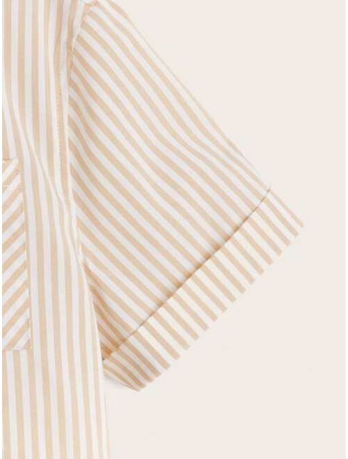 SHEIN Boys Striped Pocket Detail Shirt