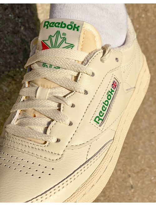 Reebok Classic Club C Vintage Sneakers In Chalk With Green Shoes For Women