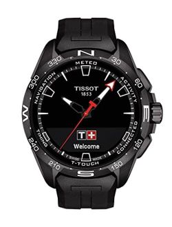 Unisex T-Touch Connect Solar Antimagnetic Titanium Case Swiss Tactile Quartz Watch with Rubber Strap, Black, 23 (Model: T1214204705103)