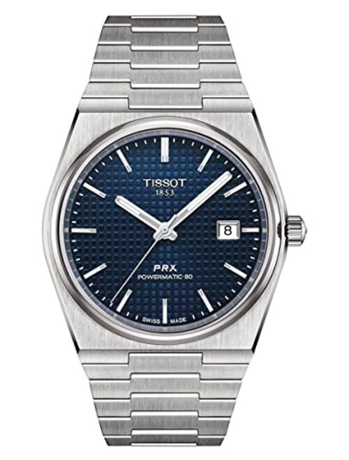 Tissot Men's PRX Swiss Automatic Dress Watch with Stainless Steel Strap, Grey, 12 (Model: T1374071104100)