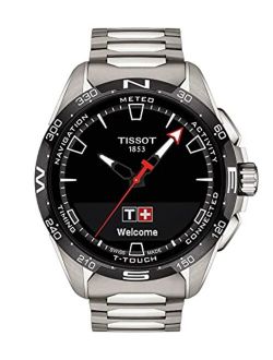Unisex T-Touch Connect Solar Antimagnetic Titanium Case Swiss Tactile Quartz Watch with Strap, Grey, 23 (Model: T1214204405100)
