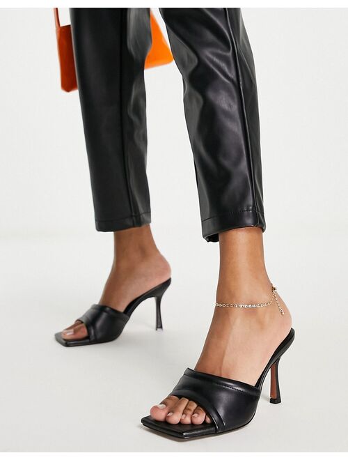 ASOS DESIGN Wide Fit Harvey mid heeled mule sandals in black