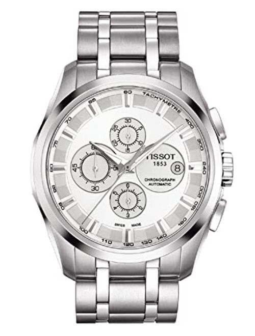Tissot mens Couturier Chrono Auto Stainless Steel Dress Watch Grey T0356271103100