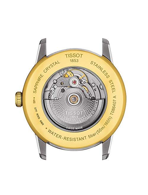 Tissot mens Luxury Stainless Steel Dress Watch Yellow Gold 1N14,Grey T0864072209700