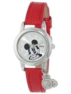 Disney Women's MK1042 Mickey Mouse Watch with Red Leather Band
