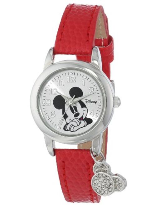 Accutime Disney Women's MK1042 Mickey Mouse Watch with Red Leather Band