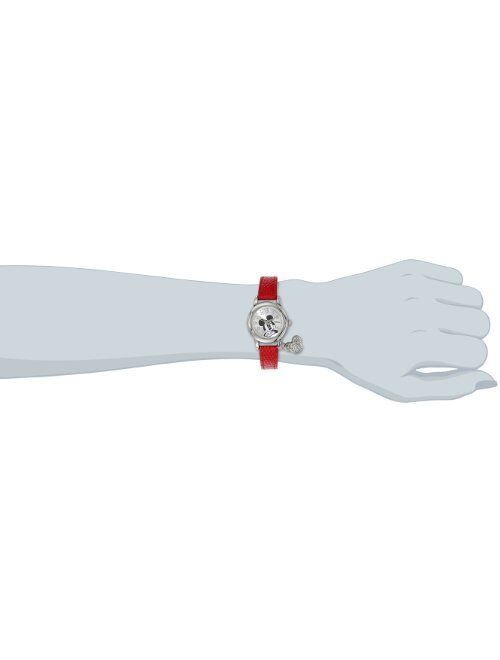 Accutime Disney Women's MK1042 Mickey Mouse Watch with Red Leather Band