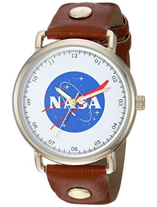 Accutime Men's Analog Quartz Watch with Patent Leather Strap, Beige, 20.5 (Model: NAS5001AZ)