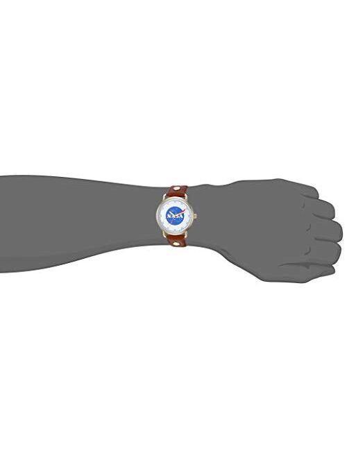 Accutime Men's Analog Quartz Watch with Patent Leather Strap, Beige, 20.5 (Model: NAS5001AZ)