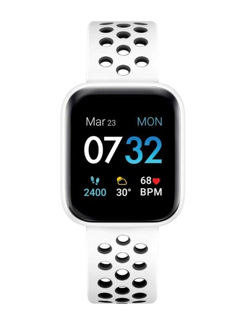 iTouch Air 3 Women's Touchscreen Smartwatch Fitness Tracker: White Case with White Perforated Strap 40mm