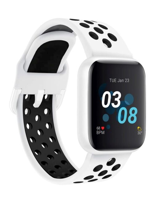 iTouch Air 3 Women's Touchscreen Smartwatch Fitness Tracker: White Case with White Perforated Strap 40mm