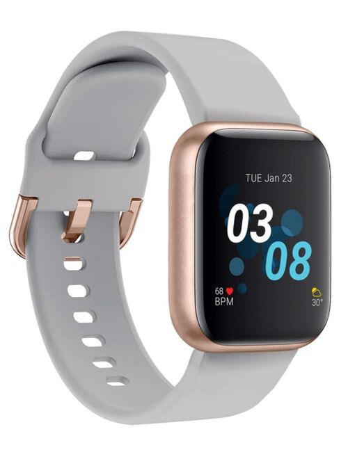 iTouch Air 3 Women's Touchscreen Smartwatch Fitness Tracker: Rose Gold Case with Grey Strap 40mm