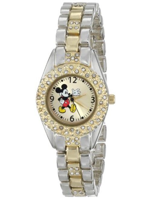 Accutime Disney Women's MK2056 Mickey Mouse Gold Sunday Dial Two-Tone Bracelet Watch