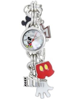 Disney Women's MK2066 Mickey Mouse Charm Watch with Mother of Pearl Dial