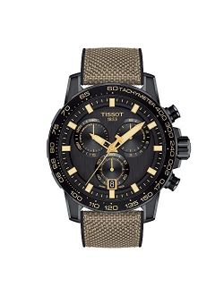 Men's Supersport Chrono 316L Stainless Steel case with Black PVD Coating Swiss Quartz Watch with Nylon Strap, 22 (Model: T1256173705101)