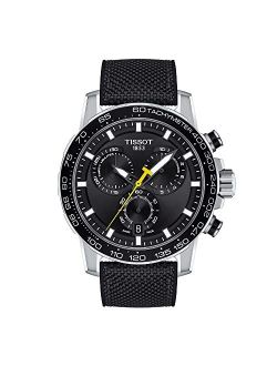 Men's Supersport Chrono 316L Stainless Steel case Swiss Quartz Watch with Nylon Strap, Black, 22 (Model: T1256171705102)