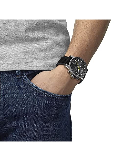 Tissot Men's Supersport Chrono 316L Stainless Steel case Swiss Quartz Watch with Nylon Strap, Black, 22 (Model: T1256171705102)