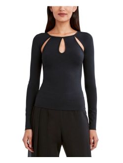 BCBGMAXAZRIA Long Sleeve Cutout Top