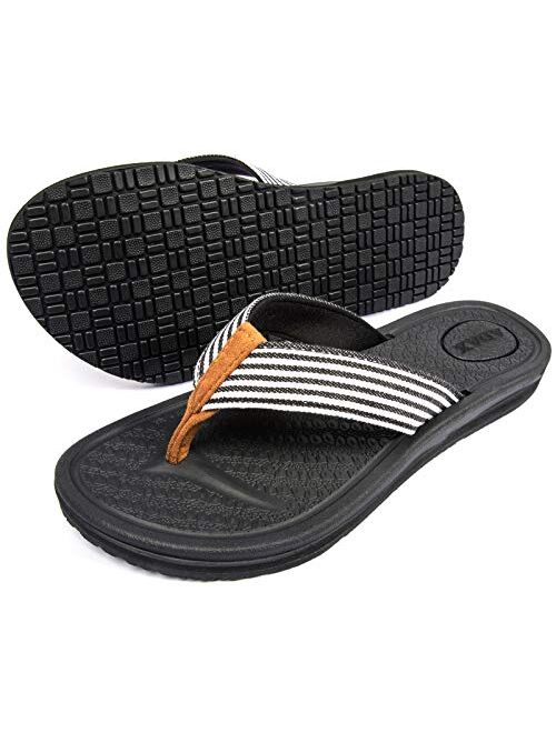 ADAX Women's Comfortable Memory Foam Flip Flops,Soft Cushion Non Slip Thong Sandals With Arch Support
