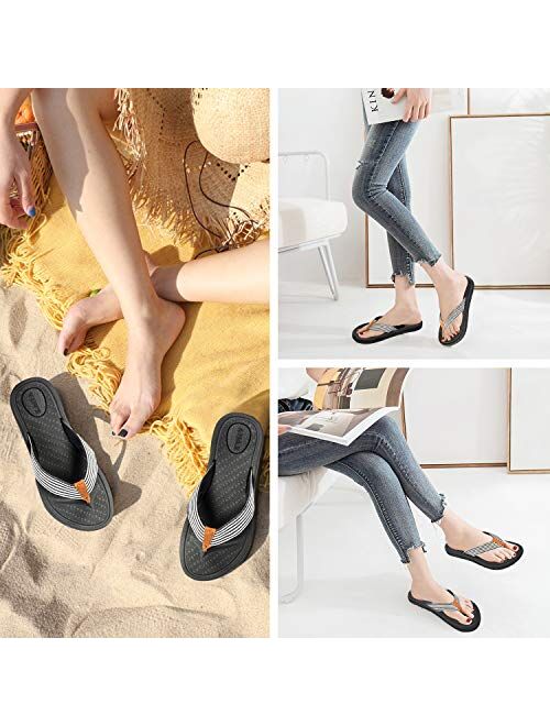 ADAX Women's Comfortable Memory Foam Flip Flops,Soft Cushion Non Slip Thong Sandals With Arch Support