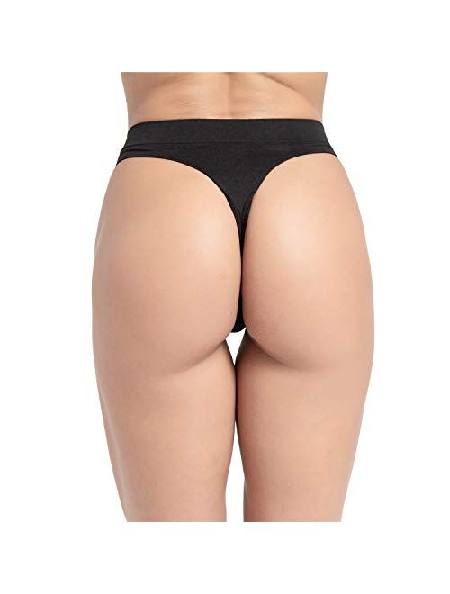 GRANKEE Women's Breathable Seamless Thong Panties No Show Underwear Pack